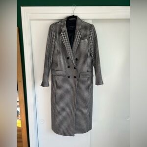 Banana Republic Wool Houndstooth Peacoat - Black and White - Petite Medium